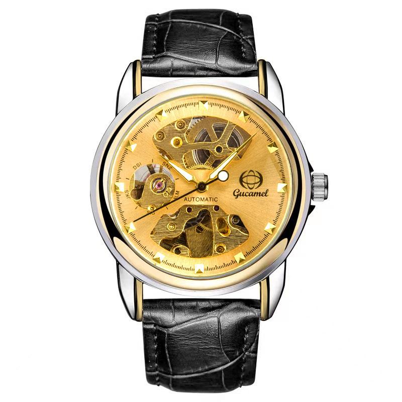 

Мужские механические часы GUCAMEL, деловые двусторонние полые модные мужские часы