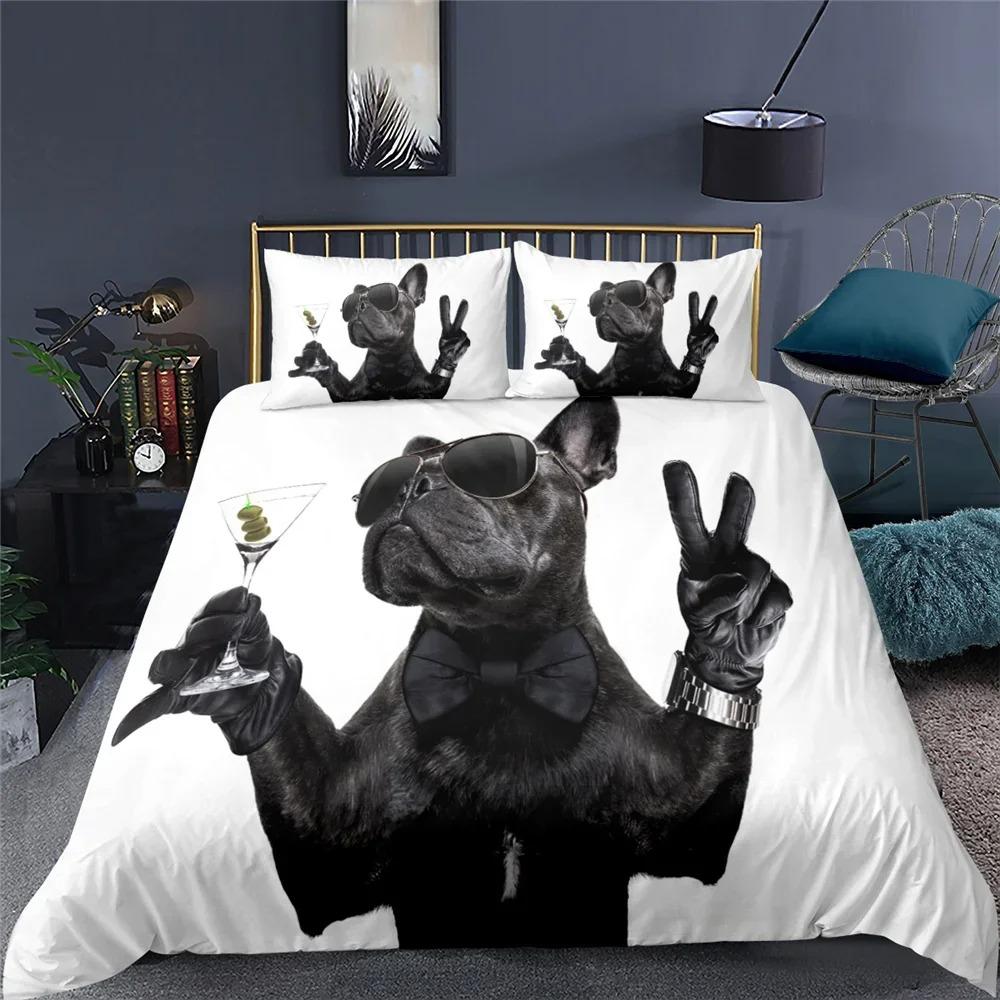

Комплект постельного белья с изображением собаки, щенка, 3D, модный принт, односпальный, двуспальный, для животных, двуспальный, полный комплект постельного белья Queen King, пододеяльник с наволочкой, комплект для детей и взрослых EU Single 135x200cm