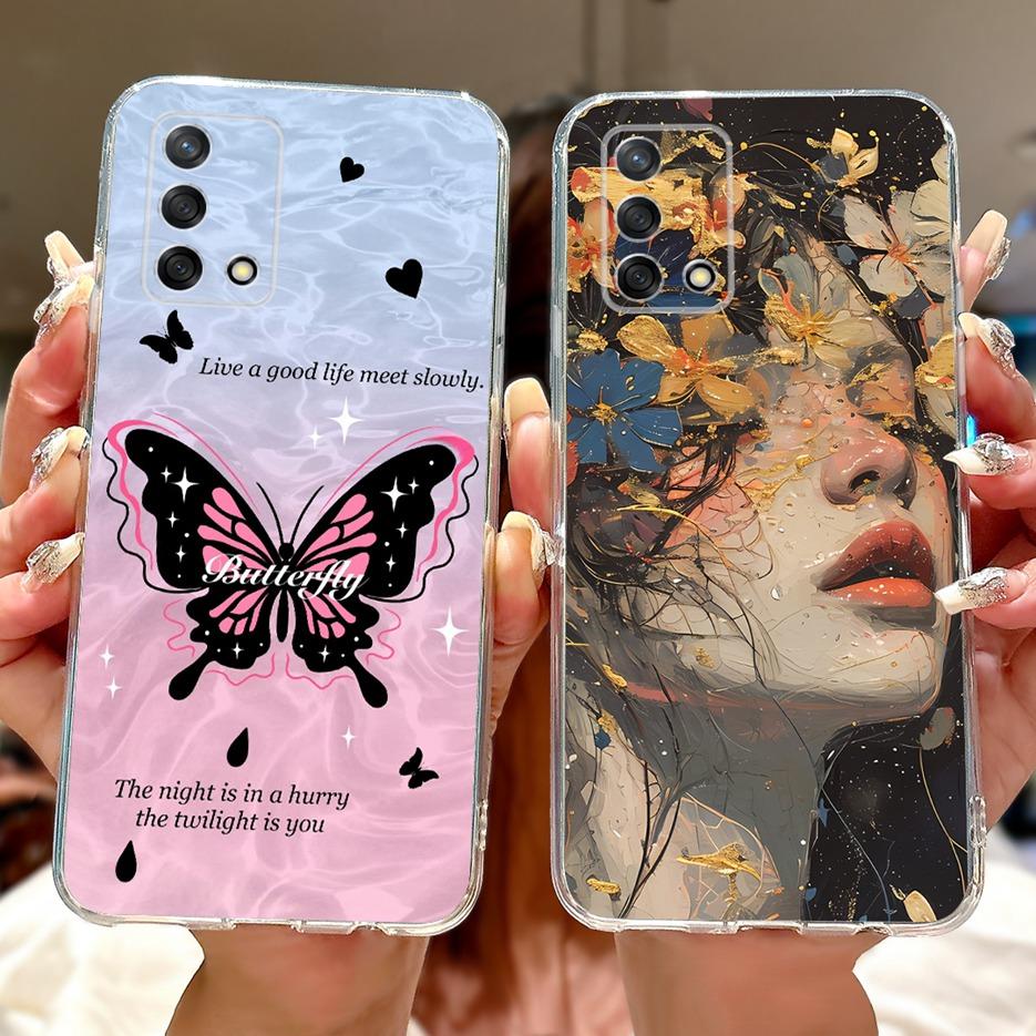 For Oppo A74 4G Case Reno 6 Lite CPH2365 Cute Cat Lion King Painted Cover Soft Slim Phone Case For Oppo A95 A 74 Reno6 Lite Bags