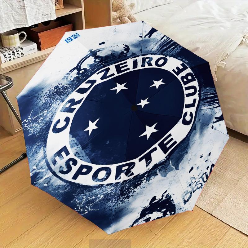 1PC Cru-zeiro Esporte Club Crest Printed Umbrella Folding umbrella, automatic umbrella 8-Frame for Travel, camping Fan gifts Christmas Gifts