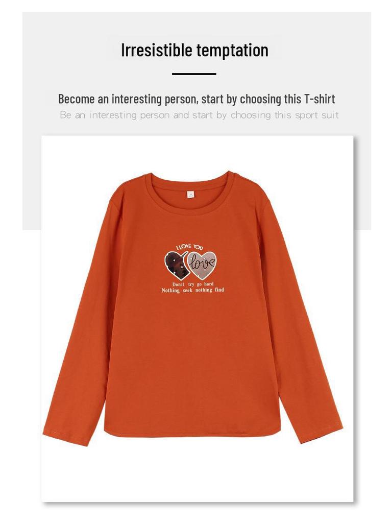 Dam T-shirt med lång ärm i ren bomull, Lätt baslager, Höst 2025-stil