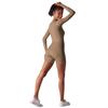 Half Open Collar Zipper Jumpsuit For Fitness, Sporty, Sexy, Tight Fitting Jumpsuit, Brushed, Nude, Skin Friendly Yoga Suit For Women