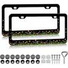 HCSS Blue Hibiscus Flower License Plate Frames - 2 Pack Tropical Hawaii Floral License Plate Holder, Aluminum Metal Rust-Proof Waterproof Car