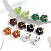 Colorful Flower Resin Acrylic Charms Earring Gold Color Circle Ear Buckle Hoop Earrings Fashion Jewelry for Women