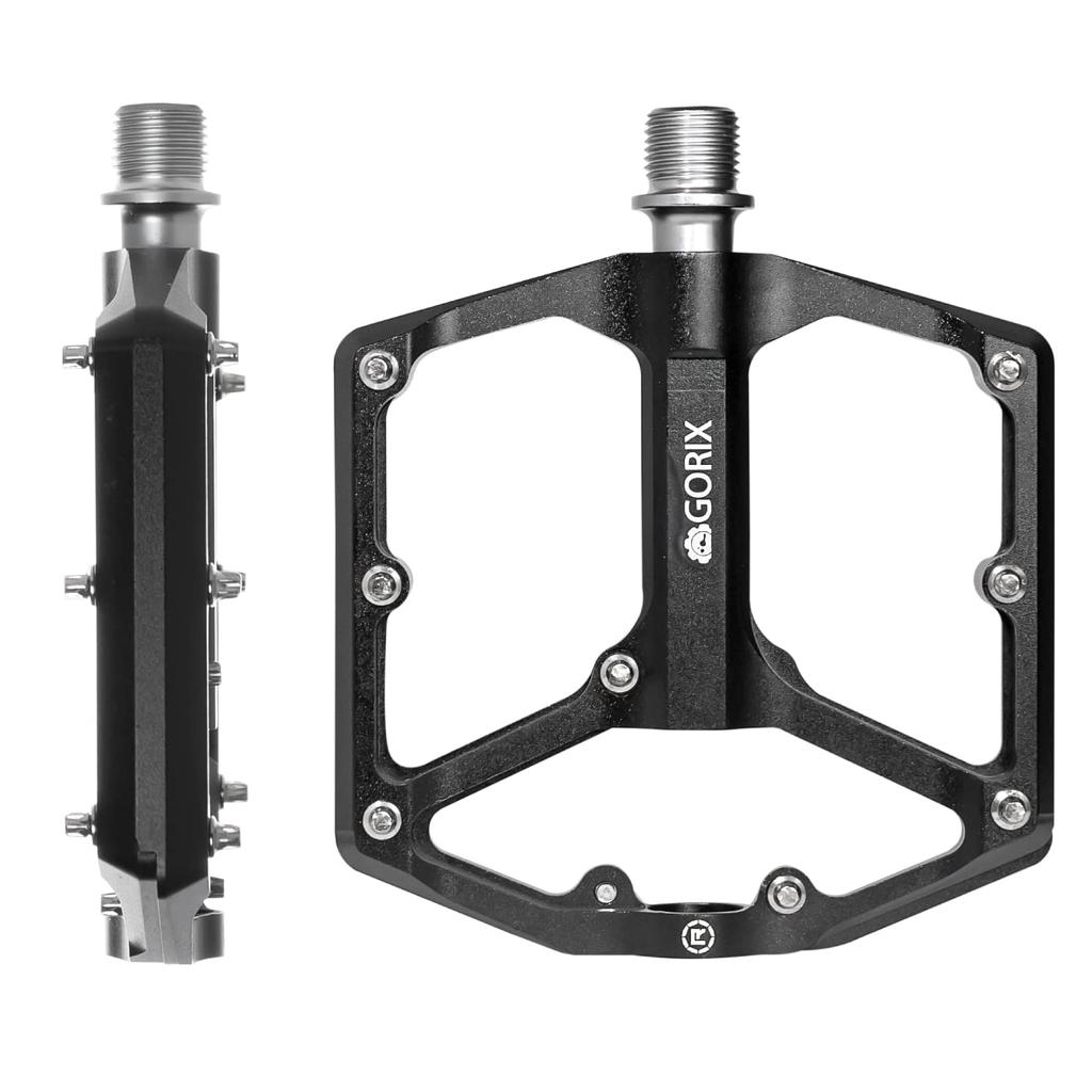 GORIX Bicycle Flat 3 Smooth Wide Pin Road Cross Mountain Bike and Other Cycle Pedal Replacement Pedal, Pedal, Lightweight, Aluminum, Bearings,