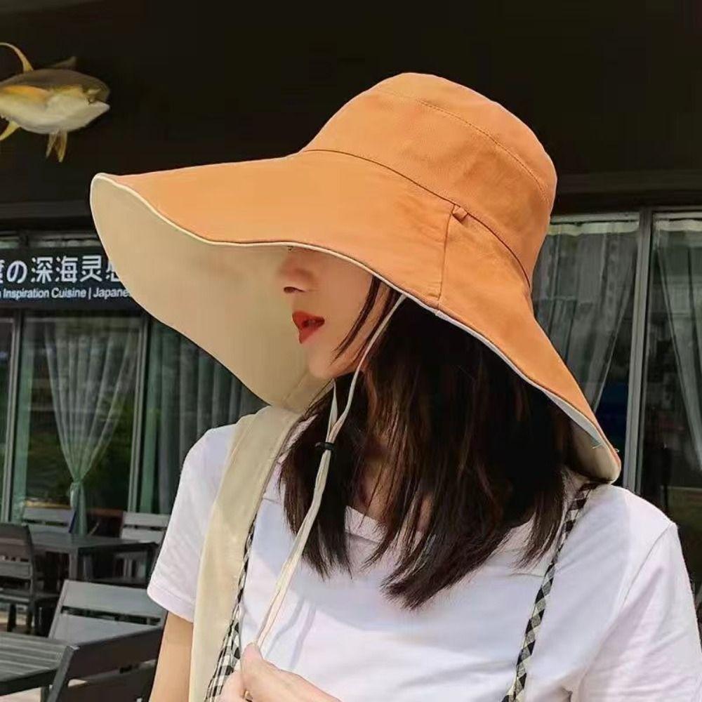 UV Protection Sunscreen Sun Hat Solid Color Hiking Bucket Hat Fashion Women Fisherman Hat Ladies