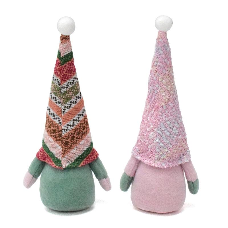 Set of 2 Christmas Ethnic Gnomes Dolls Decors Handmade Scandinavian Tomte Figures Ornaments for Home and Party Display