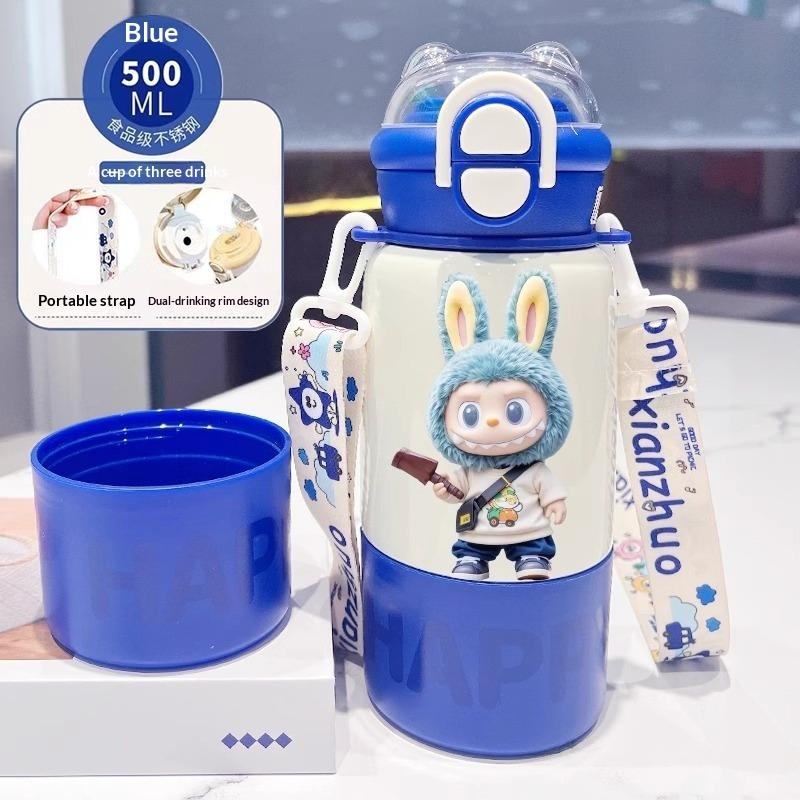 Thermos Cup Children's Double Cup Lid Water Cup Student Use School Convenient Thermal Insulation Pot