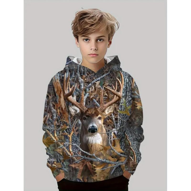Camouflage Hunting Hoodies Forest Print Boy Clothes Outdoor Sports Long Sleeve Trip Tactical Training Esweatshirt Kids Clothing