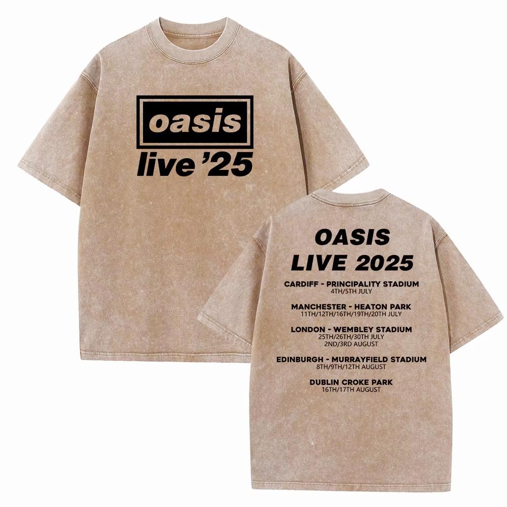 

Мужские и женские винтажные летние футболки с коротким рукавом OASIS Live 25 Tour, футболка с надписью «Die Welt» Rock Tee S
