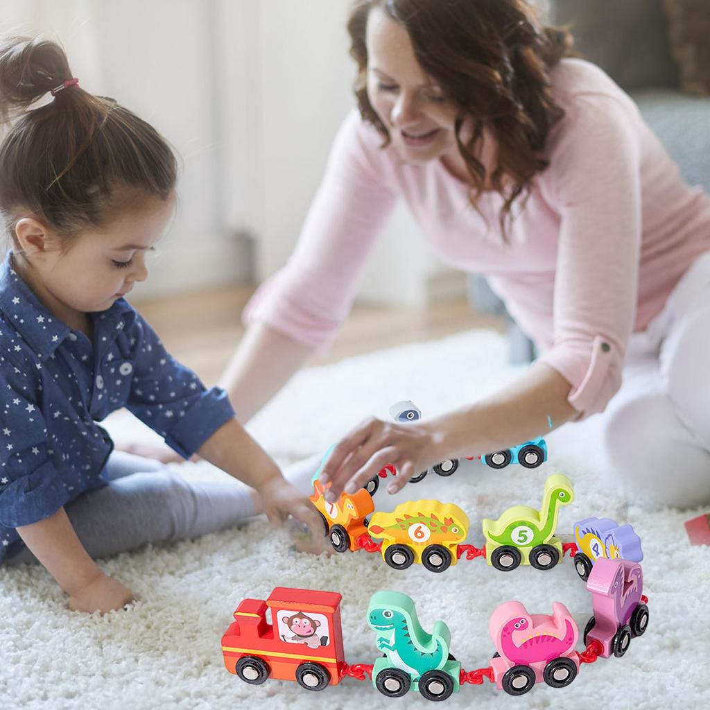 This Children's Magnetic Traffic Train Wooden Spliced Early Education Tractor Building Block Toy Is A High-quality Children's Toy That Combines Educat