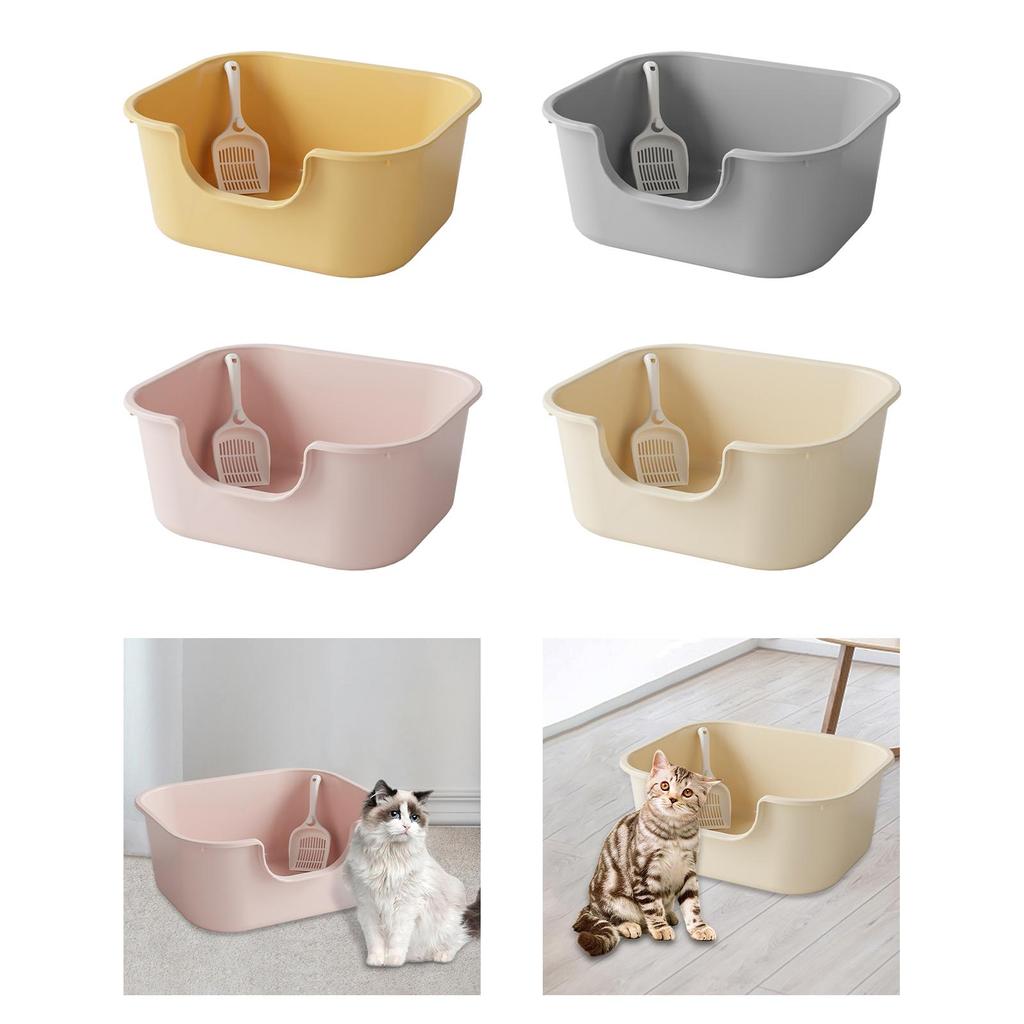 Katzenklo Katzenklo Hohe Seiten Einfach zu Reinigen Wiederverwendbar Offene Oberseite Haustier Katzenklo U-Form Vertiefte Vorderseite Katzentoilette Sandkasten