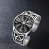 Likgreat Vintage Viking Vegvísir Ring For Women Men Irish Celtics Knot Finger Rings Stainless Steel Nordic Amulet Jewerly Gift