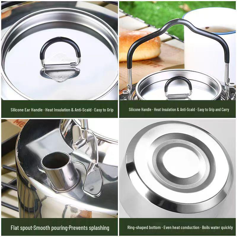 Outdoor-Kessel mit großem Fassungsvermögen: Tragbarer 304 Edelstahl für Camping, Bergsteigen, Angeln, Picknicks und Kaffeekochen.