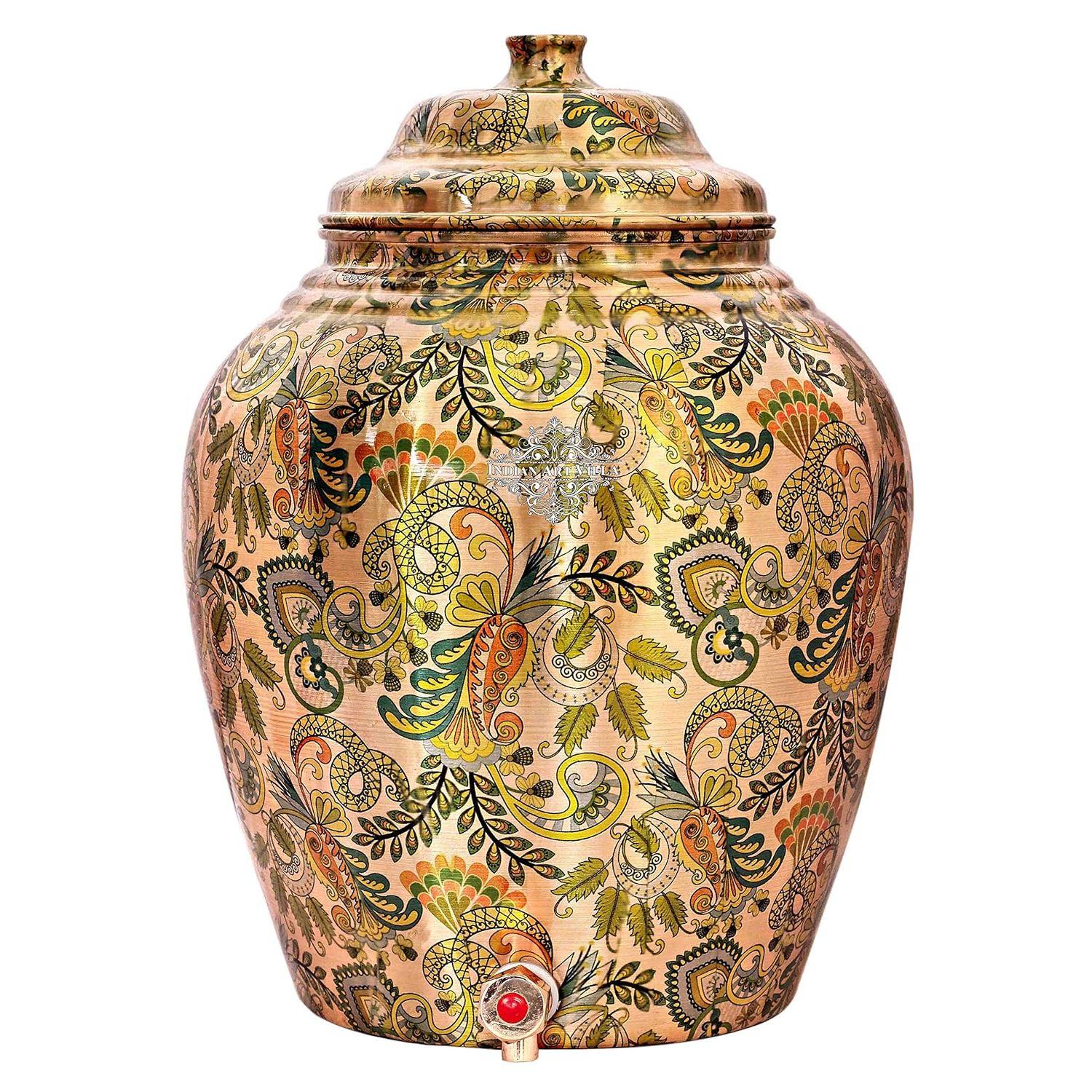 

Медный диспенсер для воды с печатным рисунком, Матка, Хранение, Дом Сад, 10 литров, Светло-коричневый