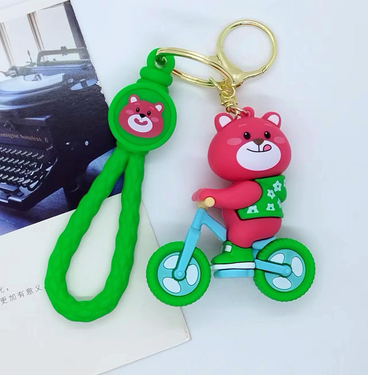 Cross Border Creative Cartoon Strawberry Bear Doll Keychain Bag Car Keychain Accessories Gift Wholesale Personalized Gifts Y2k