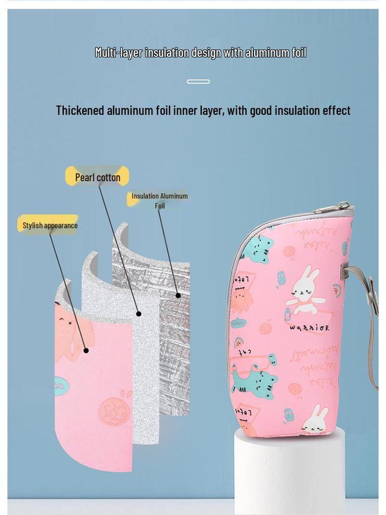Waterproof Cartoon Baby Bottle Bag - Insulated, Portable, Stroller-Friendly, and Temperature-Stable