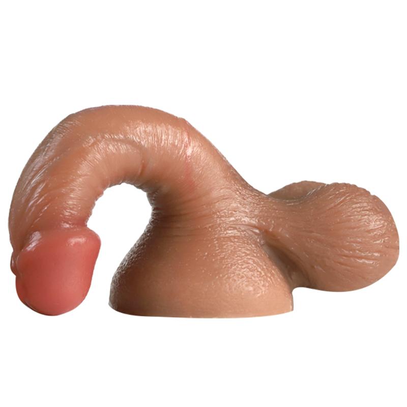 VaHppy Dildo din silicon lichid 3,8 cm Nivel ridicat de simulare Cu testicule Gland expus Fara preput Jucarii sexuale pentru fete Masturbatoare Ventuza