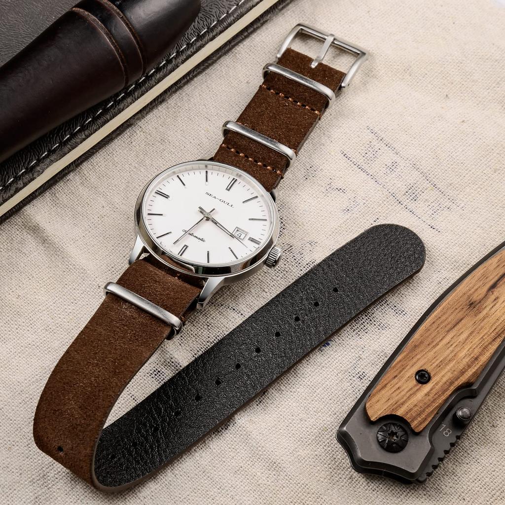 Torbollo Watch Strap, Soft Vintage Suede Leather Watch Band, 4 Retro Colors, 18/20/22mm, 1.5mm Thick, Fits Wrist Sizes 6.7-9.5 Inches