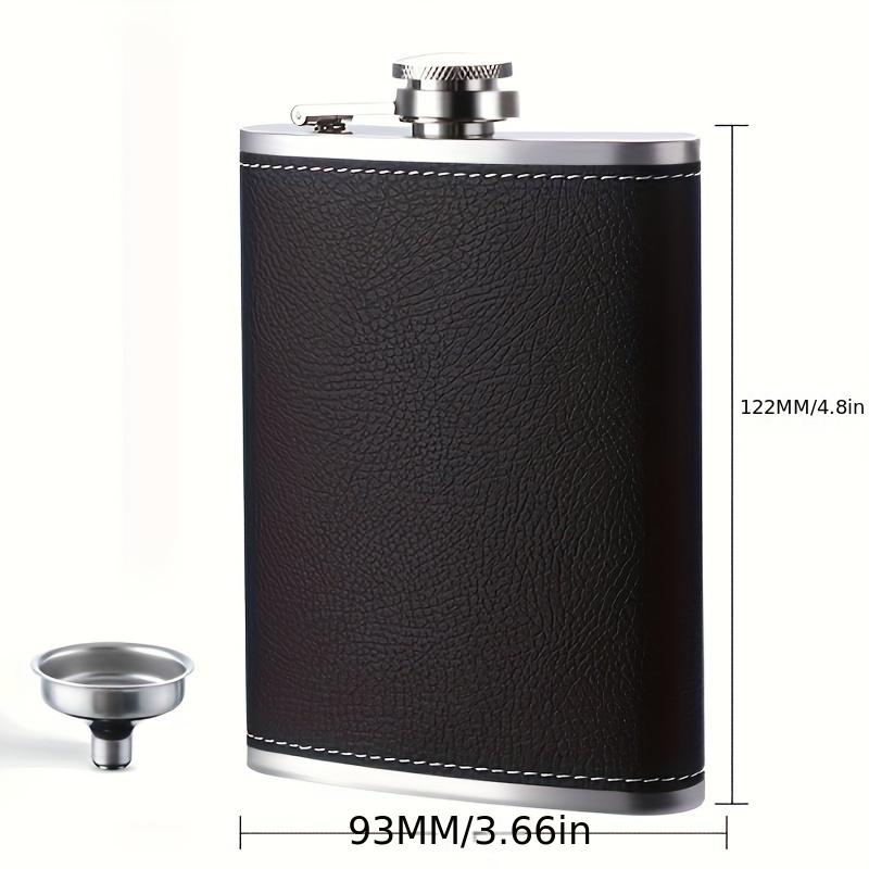 1pc, Stainless Steel Wine Jug, Portable Curved Leather Small Water Bottle for Outdoor Camping Hiking Travel