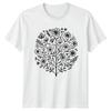 Minimalist Line Art Flower Tree Botanical Womens T-Shirt Illustration Nature