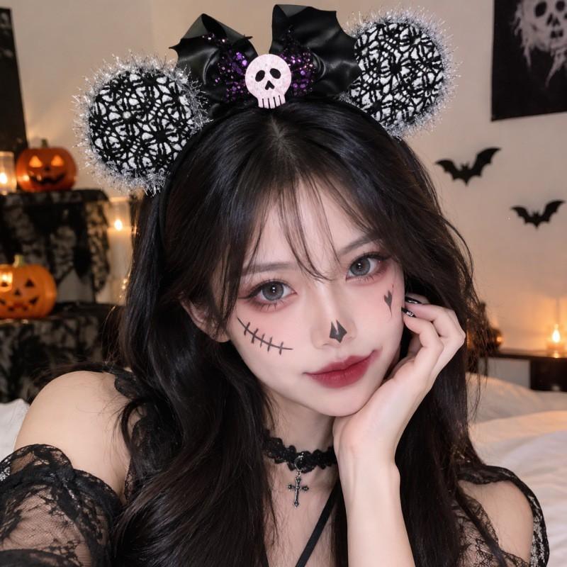 Halloween Hair Accessories Set: Spider Web Pumpkin Bat Ghost Bow Headbands Clips Women Costume Party
