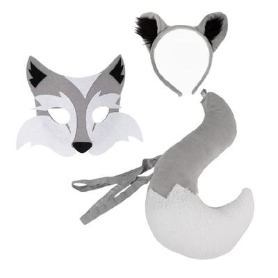 Tier Wolf Kostüme Wolfsohr Stirnband Schwanz Wolfsmaske Tier Kostümset Halloween Cosplay Party Zubehör