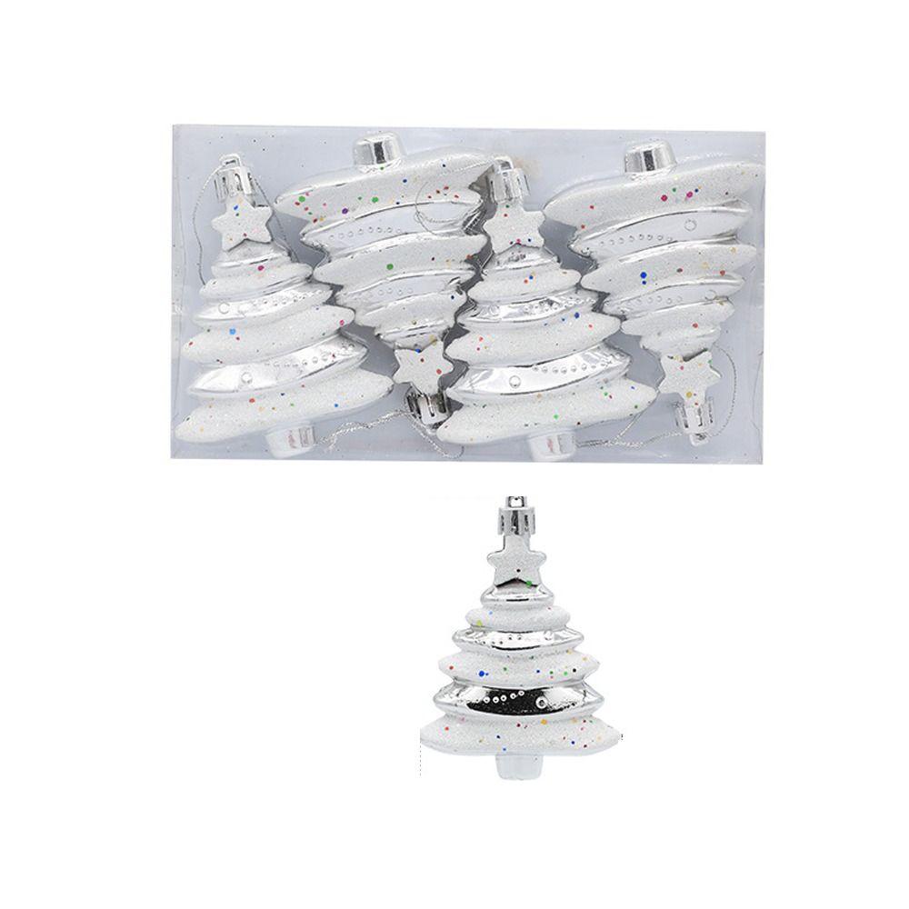 

4pcs Colorful Electroplated Christmas Hanging Balls Merry Christmas Decorations Party Favors срібний