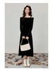 Korean Style Autumn Winter Knit Cinched Waist Slimming Long Dress for Ladies