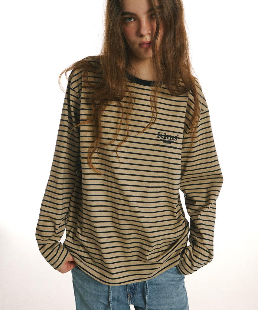 Kimseupeulesikoteunmakes Mini Bam Line Stripe Ls Tee Beige
