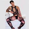 Men Sexy Lingerie Exotic Fishnet Bodystocking Jumpsuit Mesh Net See-through Long Sleeve Bodysuit Gay Sleepwear Club Wear