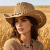 Spot Hollow Woven Beaded Accessories Western Cowboy Hat Cowboy Hat European and American Vacation Sunscreen Straw Hat