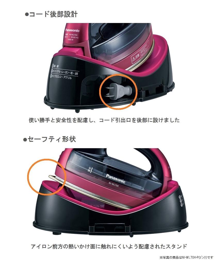 Panasonic Cordless Steam W Head Iron Pink NI-WL404-P