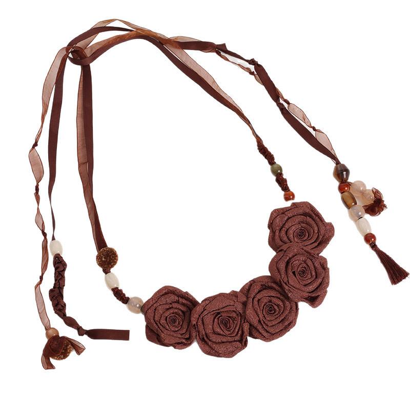 Floral Inspired Retro Fabric Belt With Tie Closure For Bridal And Artistic Look