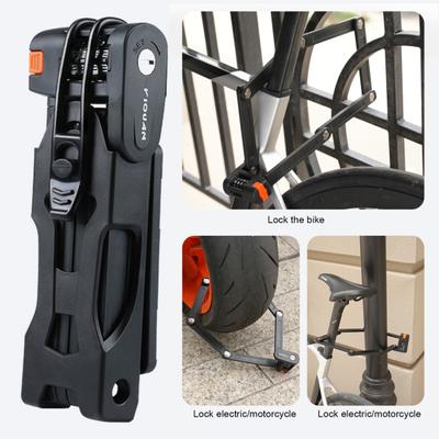 Kombinovaný zámek jízdního kola Heavy Duty Vodotěsný 4místný resetovatelný skládací silniční horský kolo proti krádeži