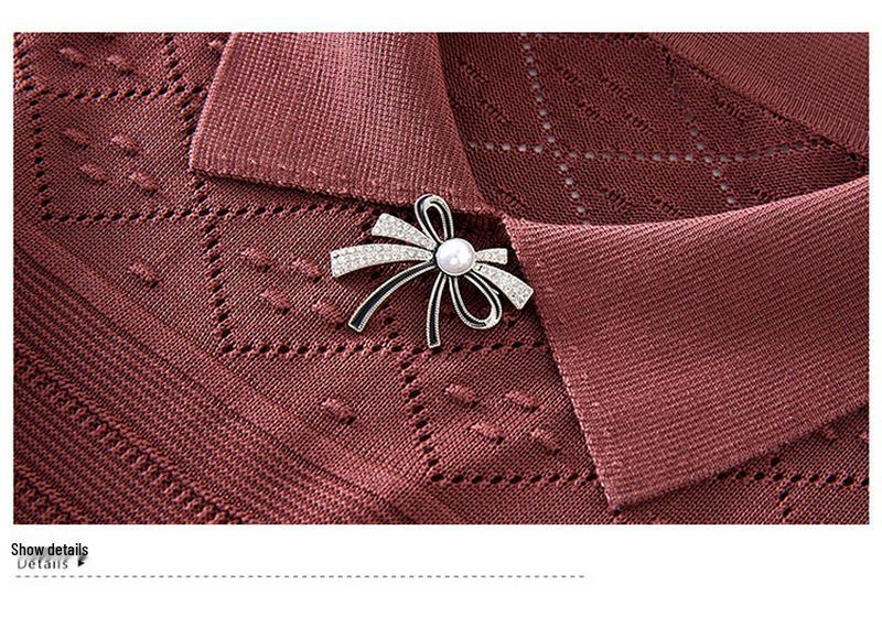 Women's Stylish Plus Size Knit Sweater: Autumn Winter Fashion for Middle-Aged and Elderly
