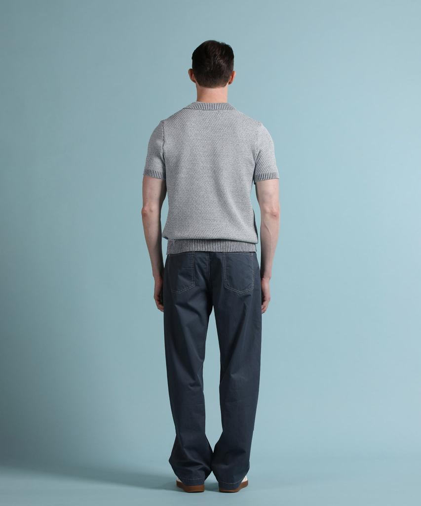 PANICALE Blue Melange Half-Zip Polo Knit