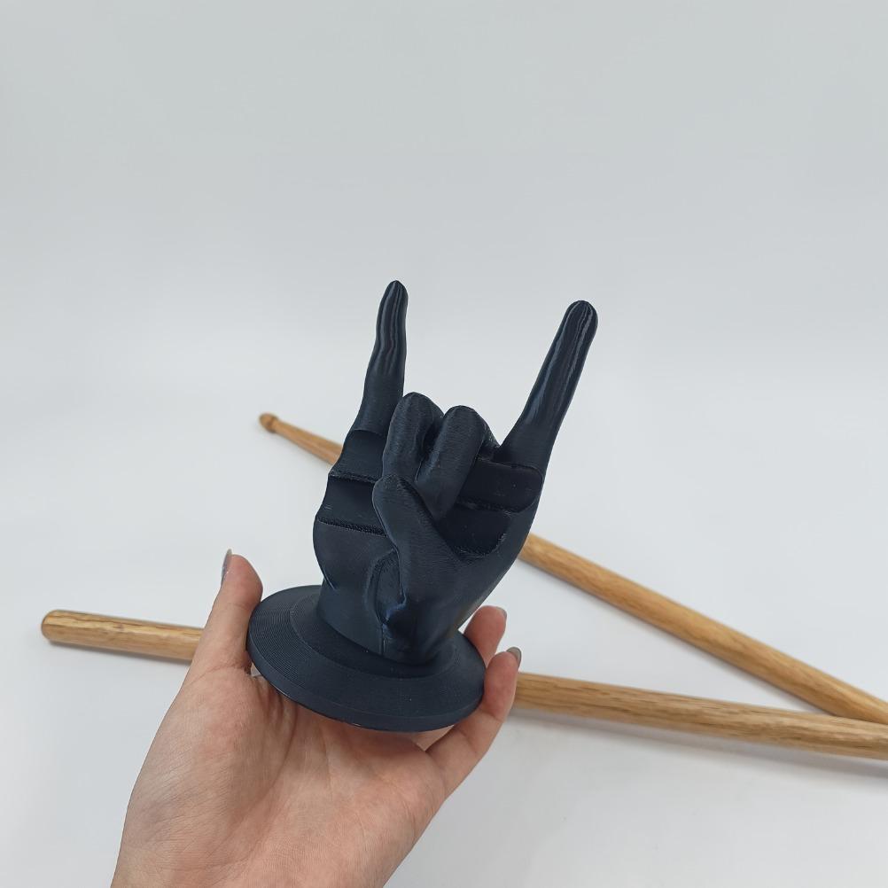 Soporte de Batería con Gesto de Roca Impreso en 3D con Base Antideslizante Plástico Duradero Accesorios para Batería Soporte de Exhibición para Baquetas Regalo para Músico