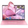 Růžový notebook do kanceláře IPS velký displej notebook s procesorem 12. generace Alder Lake N95 až 16 GB DDR4 paměti 256 GB NVMe SSD široký rozsah