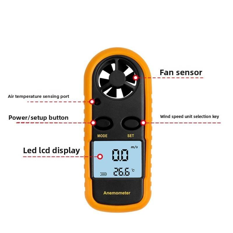 Digital Anemometer Wind Speed Meter With Backlit Display For Weather Monitoring