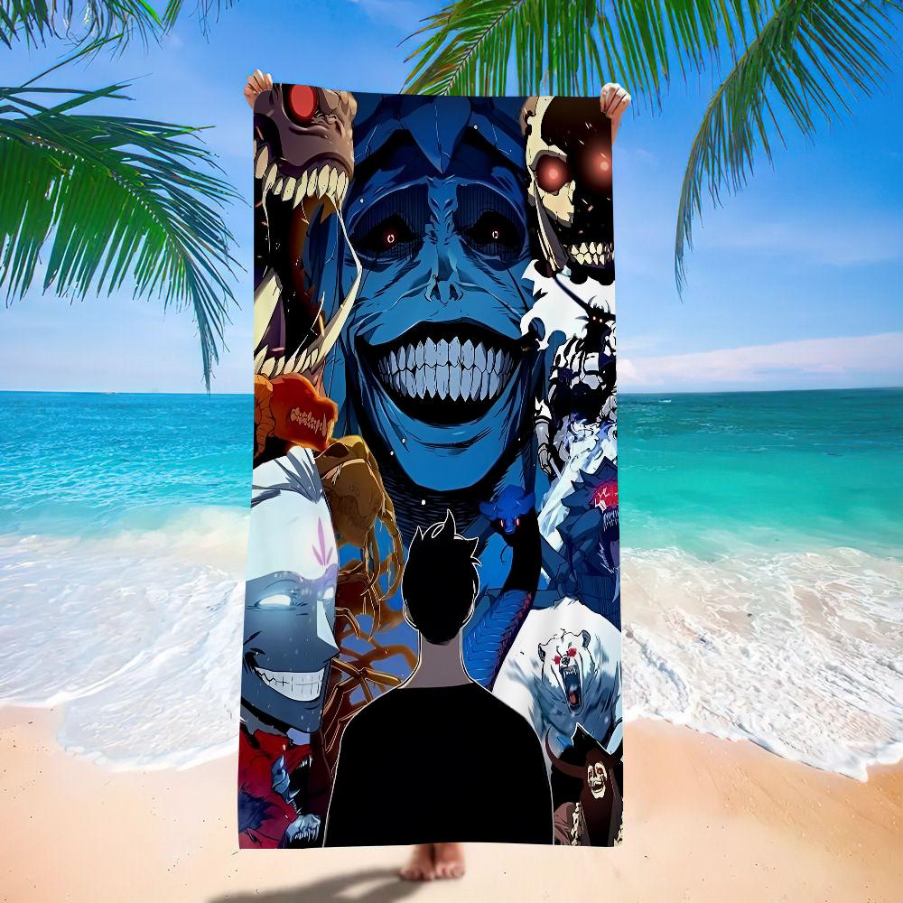 Anime Solo Leveling Microfiber Beach Towel Absorbent Quick Dry Soft Yoga Swimming Resort Mountain Climbing Towel