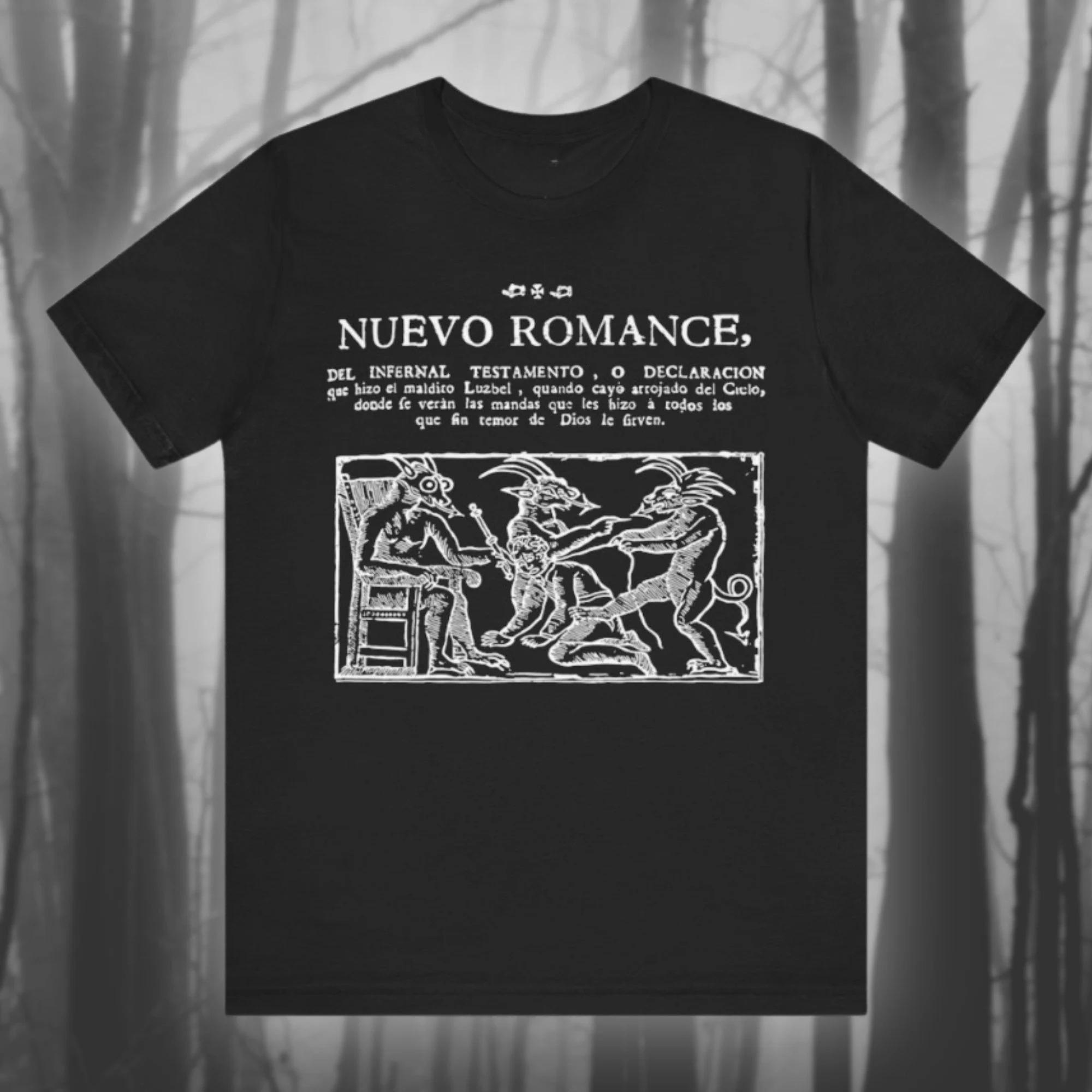 

New Romance Demon T-shirt Lucifer T-shirt Demon T-shirt Satan Mystery Black Magic Woodcut Unisex Jersey Short-sleeved T-shirt 4XL