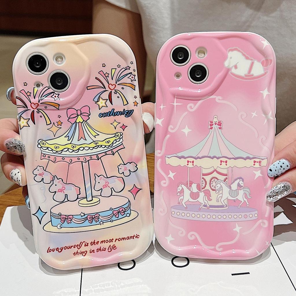 Carousel Silicone Case for Xiaomi Redmi Note 14 13 Samsung A56 A26 A36 Oppo A3 A5 Pro Tecno Spark 30C Funda Cartoon Lucky Dog Cover Soft TPU Bumper