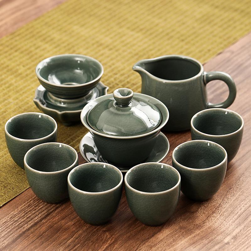 Ceramic Ge Kiln Ru Kung Fu Tea Set Business Company Activities Gift Boxes for Customers