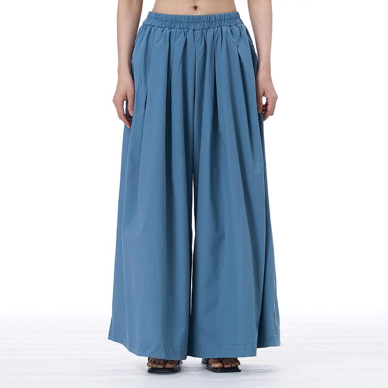 

Plus Size Wide-Leg Workwear Pants - Casual Korean Style, Spring/Summer 2026, Slimming Loose Fit, Women s Long Pants One Size синій