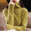 Women's Cashmere Turtleneck Sweater – Solid Color, Short Style, Simple Knit, 100% Wool for Autumn and Winter.