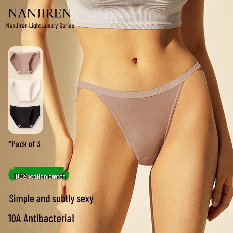 

Nanjiren Women s Cotton Seamless Breathable Thong Underwear 3-Pack L