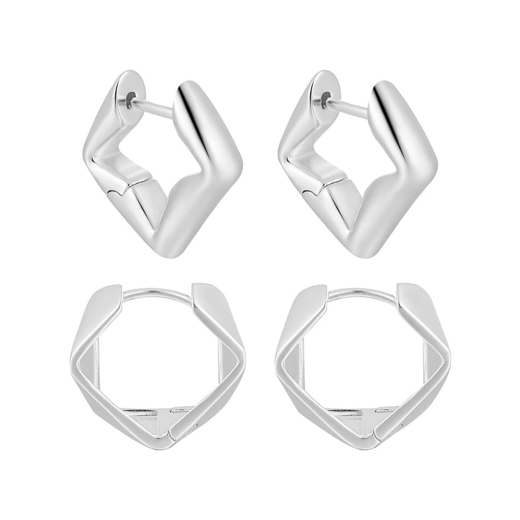 Fine Jewelry Earrings 925 Sterling Silver Geometric Irregular Silver Earrings Minimalist Hoop Earrings for Women
