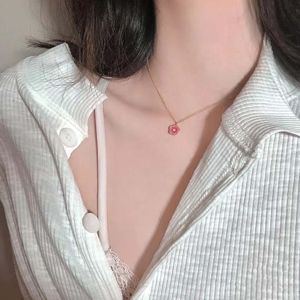 Rosa Pfirsichblüte Damen Blumenhalsketten Koreanischer Stil Blumen Schlüsselbein-Ketten Schmuck Zubehör