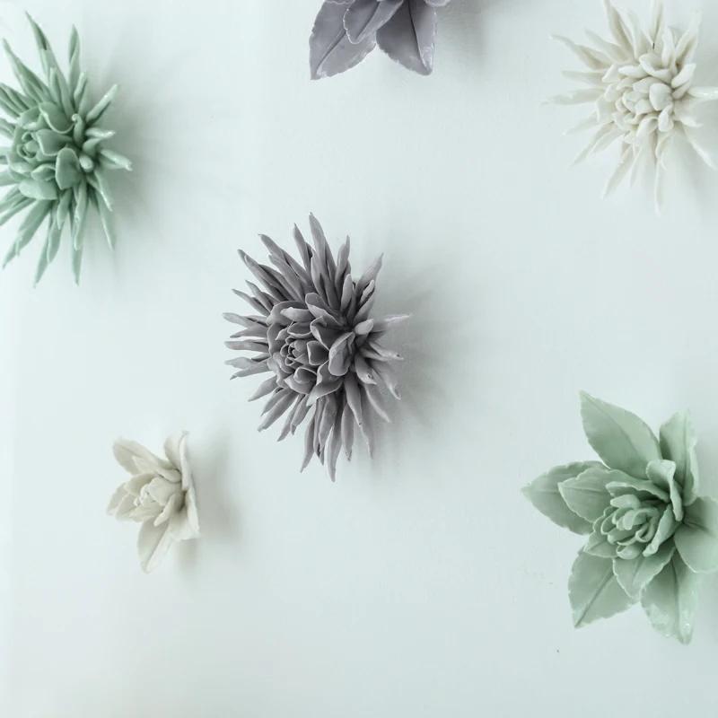 Modern Ceramic Lily Flower Wall Hanging Crafts Home Livingroom TV Background Wall Mural Decoration Hotel Store Wall Ornaments